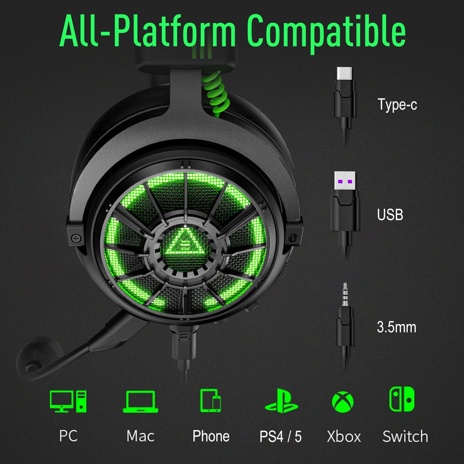 E5000 Pro Gaming Headphones for PC/PS4/Xbox/Switch